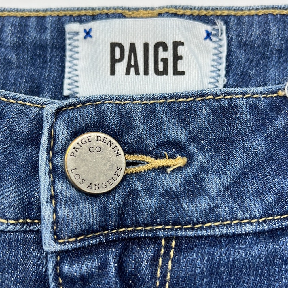 PAIGE Distressed Denim Shorts Raw Hem Folded Size 27 - Picture 2 of 12